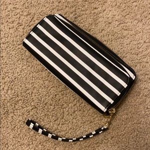Black & White Stripe Wallet/ Clutch